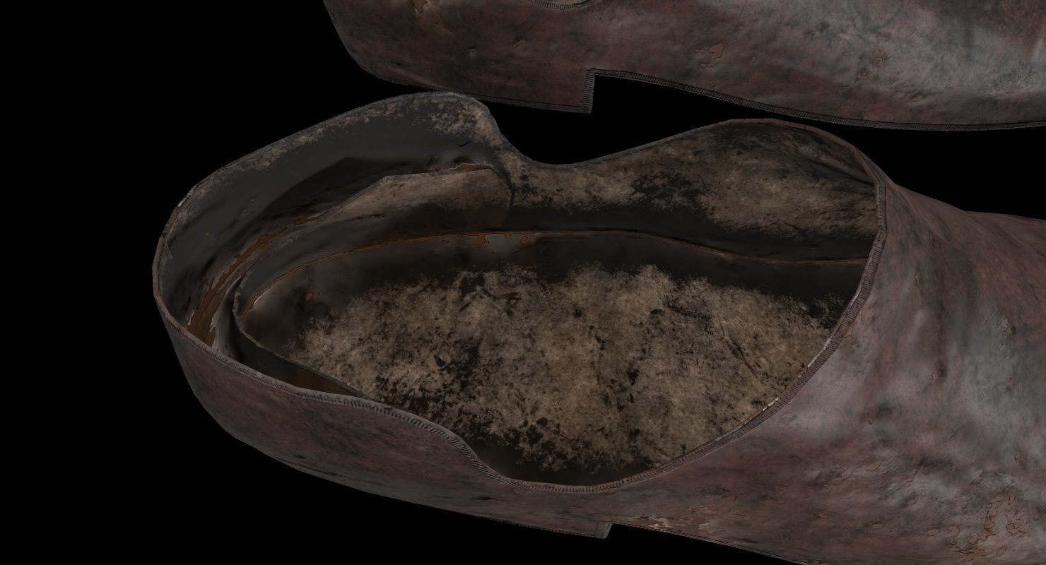 Shoes Old Dirty Low-poly 3D model_7