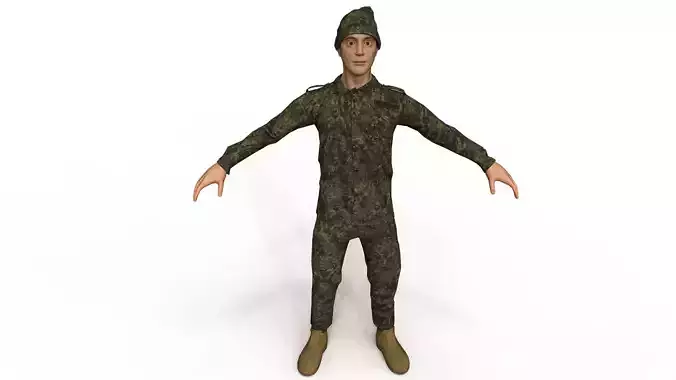 PBR Man Soldier FullBody And Flecktarn Germany Uniform