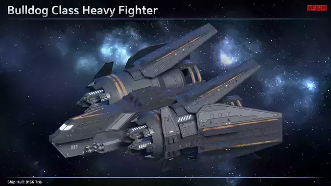 Spaceship Heavy Fighter Bulldog Low-poly 3D model