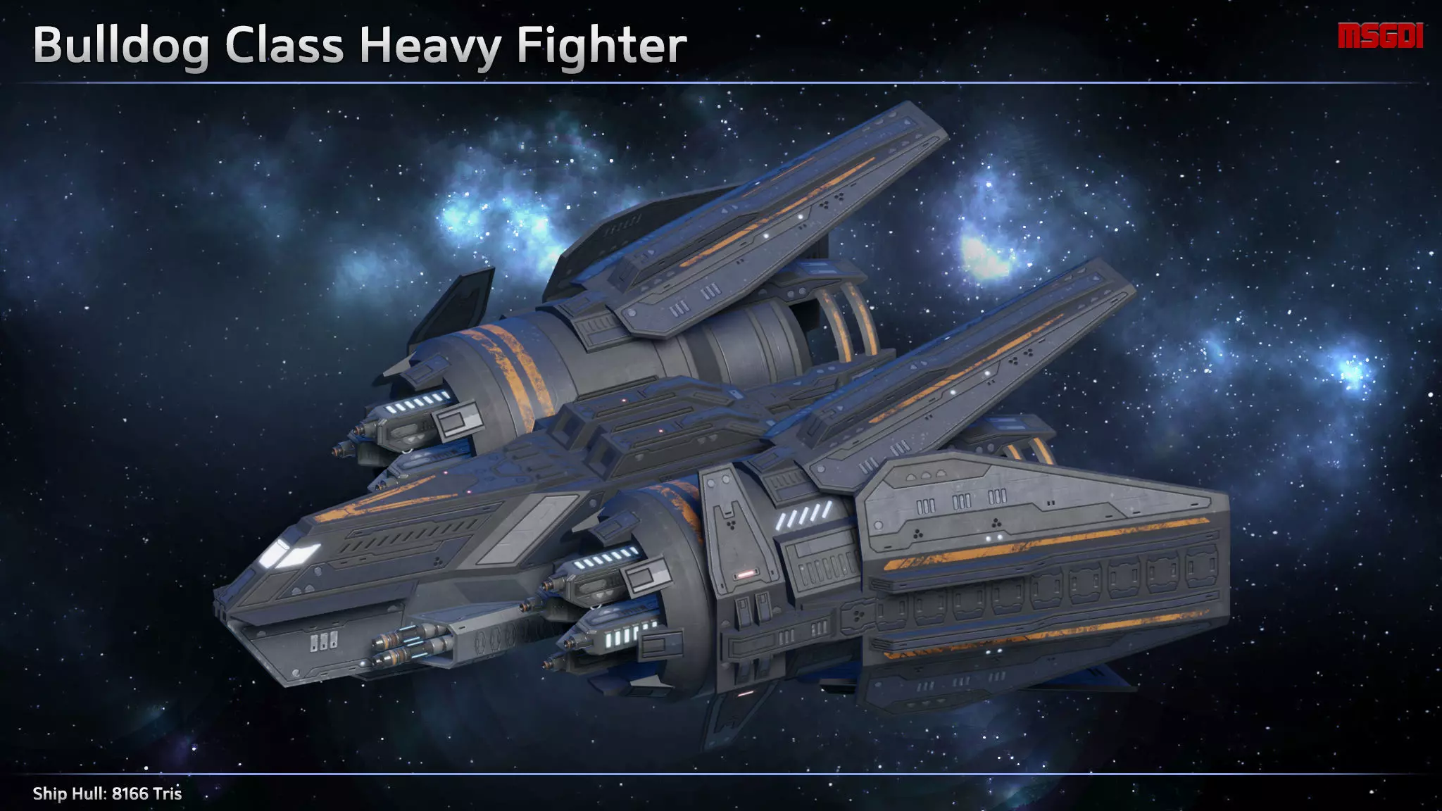 Spaceship Heavy Fighter Bulldog Low-poly 3D model