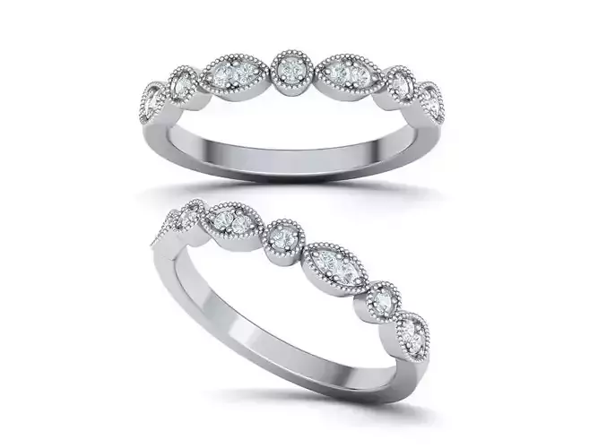 Vintage Milgrain Band ring Two size N001D 3d print model