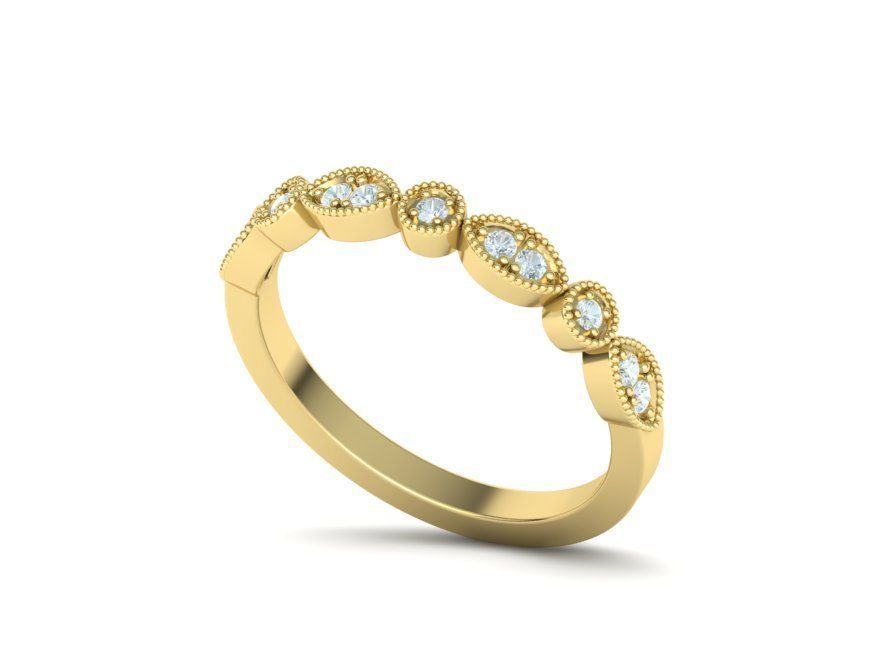 Vintage Milgrain Band ring Two size N001D 3d print model 3D print model_7