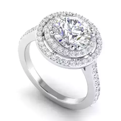 Round Shaped Engagement Ring With Diamonds