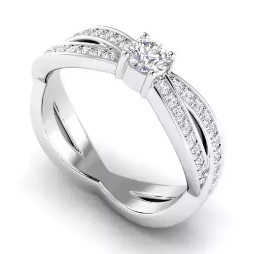 Spiral Shaped Engagement Ring With Diamonds