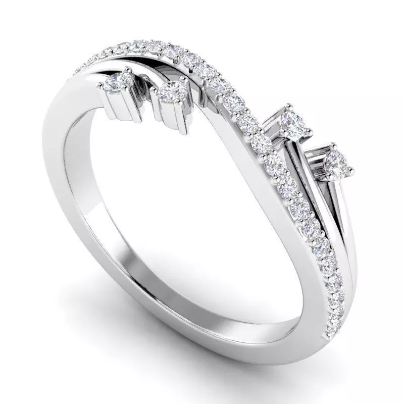 Engagement Ring With Diamonds 1 3D print model