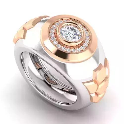 Wide Band Engagement Ring With Diamonds 1