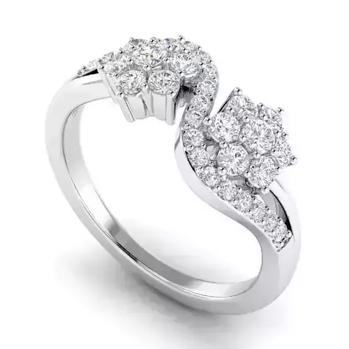 Flower Shaped Engagement Ring With Diamonds