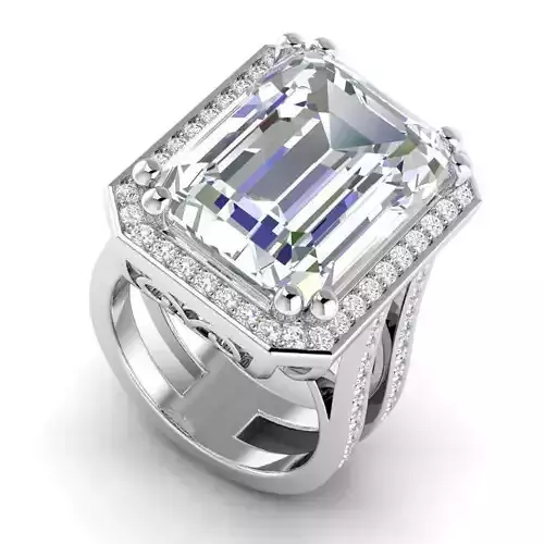 Rectangular Shaped Engagement Ring With Diamonds