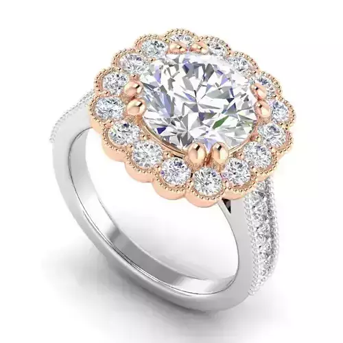 Flower Shaped Engagement Ring With Diamonds 2