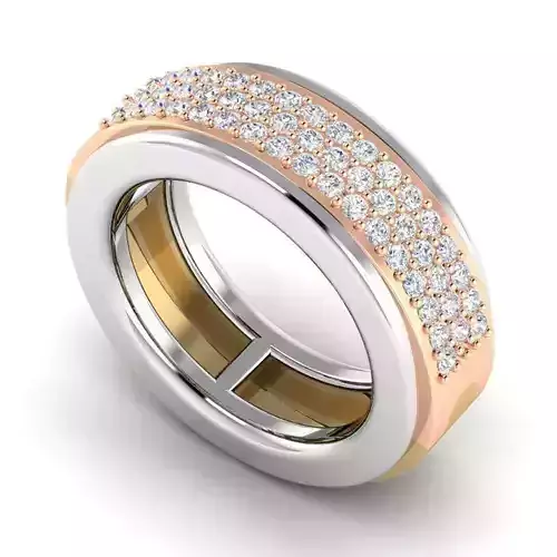Wide Band Engagement Ring With Diamonds 2