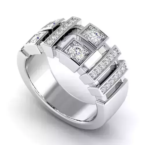 Wide Band Engagement Ring With Diamonds 3