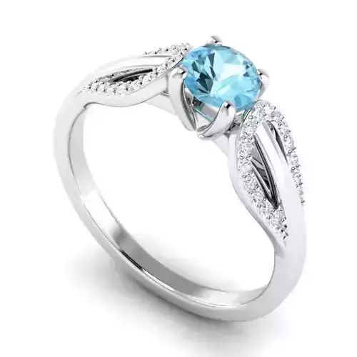 Engagement Ring With Sky Blue Diamond Centerpiece 3