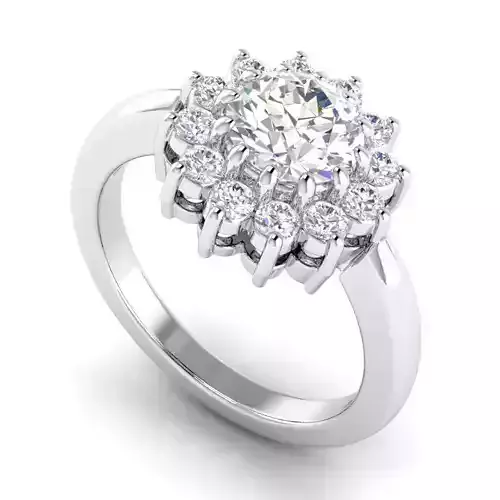 Flower Shaped Engagement Ring With Diamonds 3