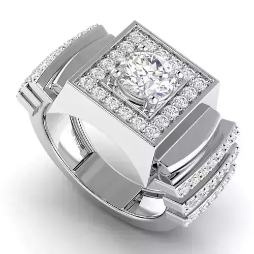 Wide Band Engagement Ring With Diamonds 5