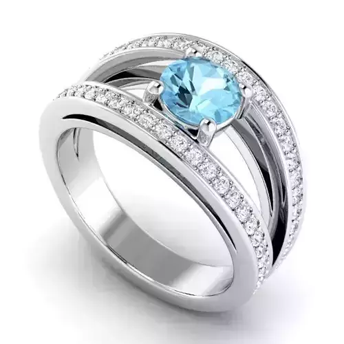 Engagement Ring With Sky Blue Diamond Centerpiece 5