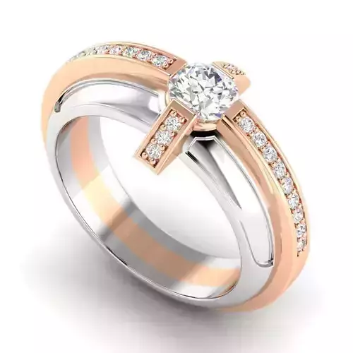 Cross Shaped Engagement Ring With Diamonds