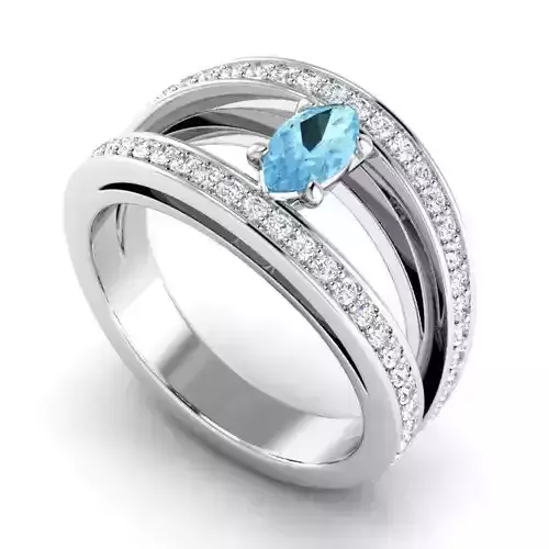 Engagement Ring With Sky Blue Diamond Centerpiece 7