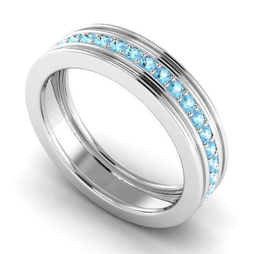 Engagement Ring With Sky Blue Diamonds 3D print model
