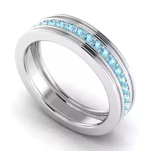 Engagement Ring With Sky Blue Diamonds