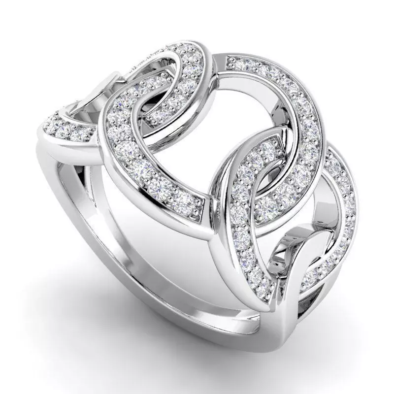 Chain Shaped Engagement Ring With Diamonds 3 3D print model_0