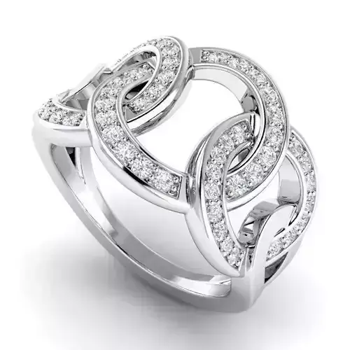 Chain Shaped Engagement Ring With Diamonds 3