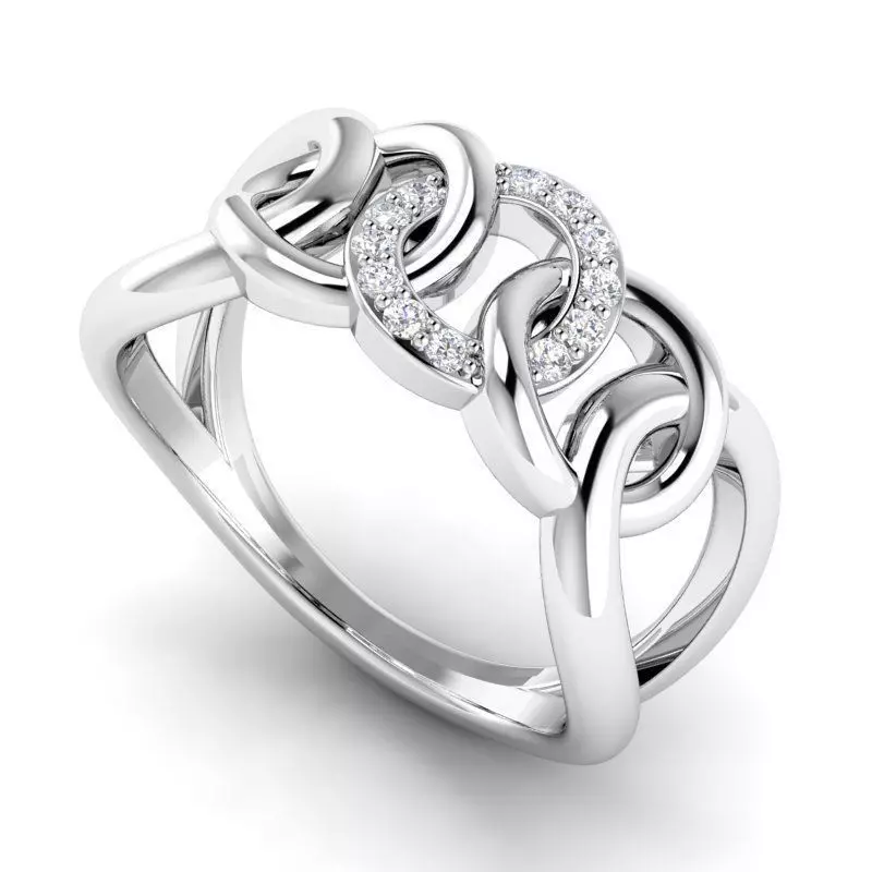 Chain Shaped Engagement Ring With Diamonds 4 3D print model_0