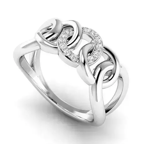 Chain Shaped Engagement Ring With Diamonds 4