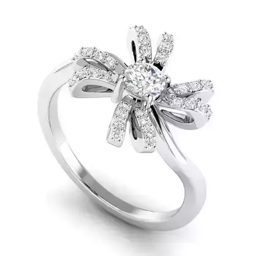 Flower Shaped Engagement Ring With Diamonds 5