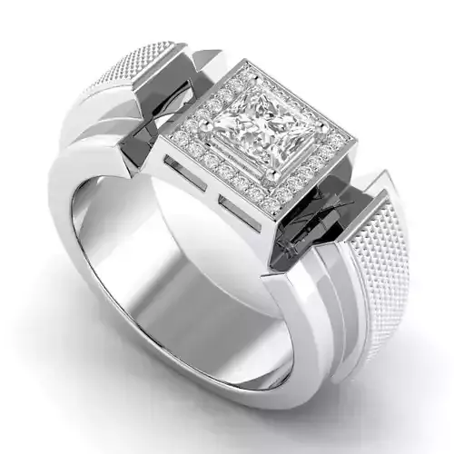 Wide Band Engagement Ring With Diamonds 7