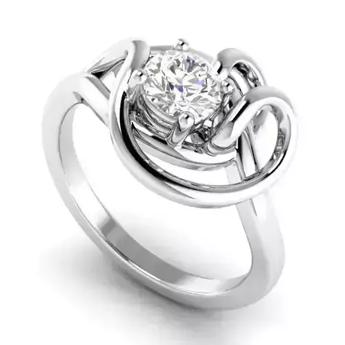 Spiral Shaped Engagement Ring With Diamond