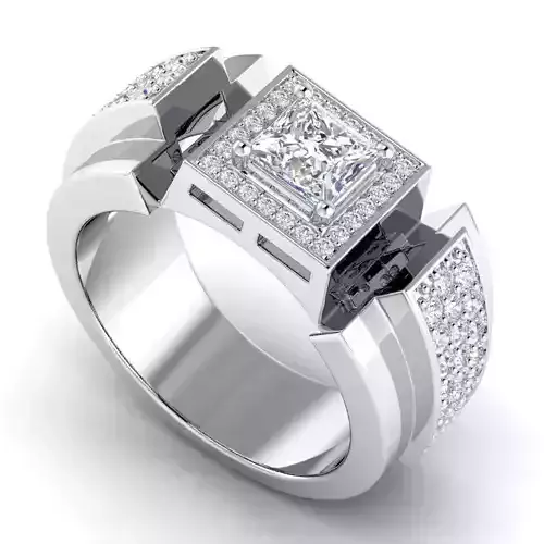 Wide Band Engagement Ring With Diamonds 8
