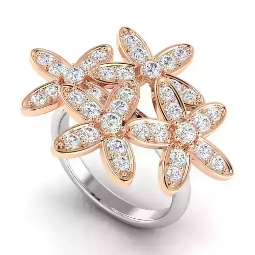 Flower Shaped Engagement Ring With Diamonds 6