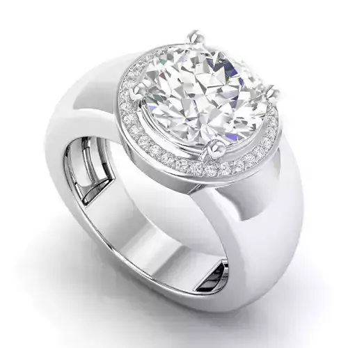 Round Shaped Engagement Ring With Diamond