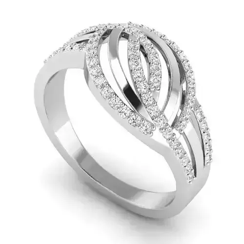 Leaf Shaped Engagement Ring With Diamonds