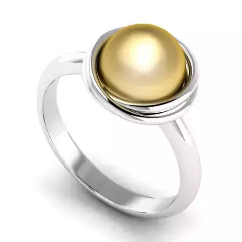 Engagement Ring With Golden Pearl