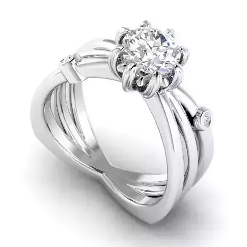 Flower Shaped Engagement Ring With Diamonds 8