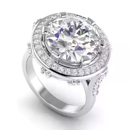 Round Shaped Engagement Ring With Diamonds 3