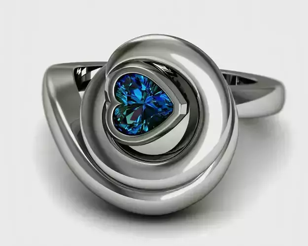 Heart Shaped Engagement Ring With Blue Diamond