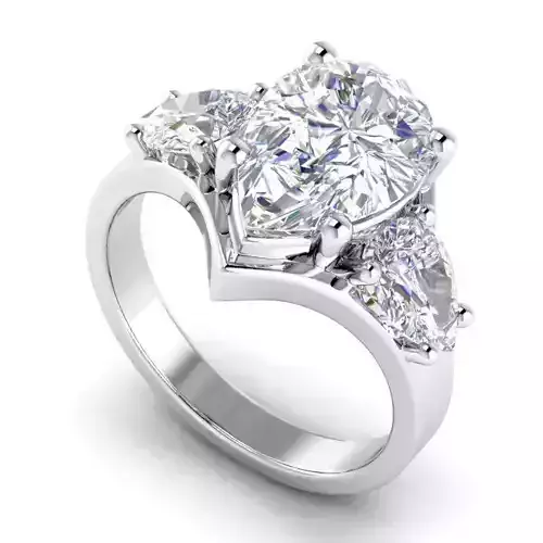 Eye shaped Engagement Ring With Diamonds