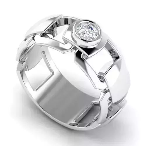 Chain Shaped Engagement Ring With Diamond