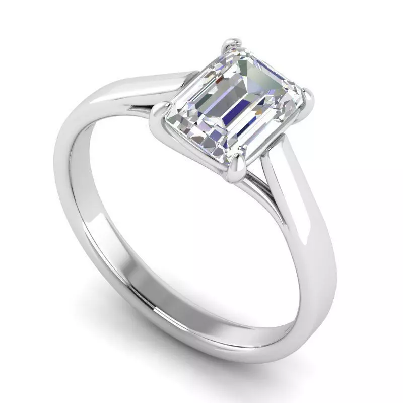 Engagement Ring With Rectangle Diamond 3D print model_0