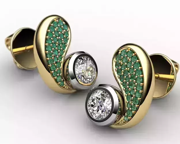 Eartops With Green Diamonds