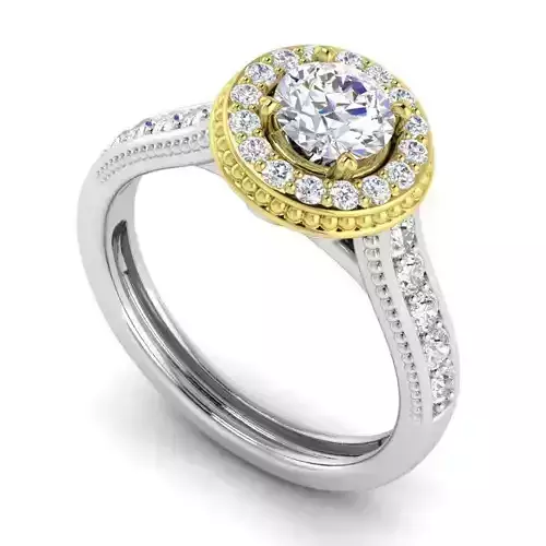 Round Shaped Engagement Ring With Diamonds 4