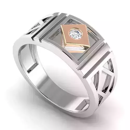 Wide Band Engagement Ring With Diamond