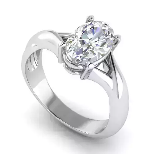 Engagement Ring With Oval Shaped Diamond