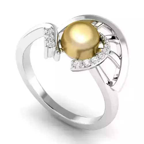 Engagement Ring With Golden Pearl 1