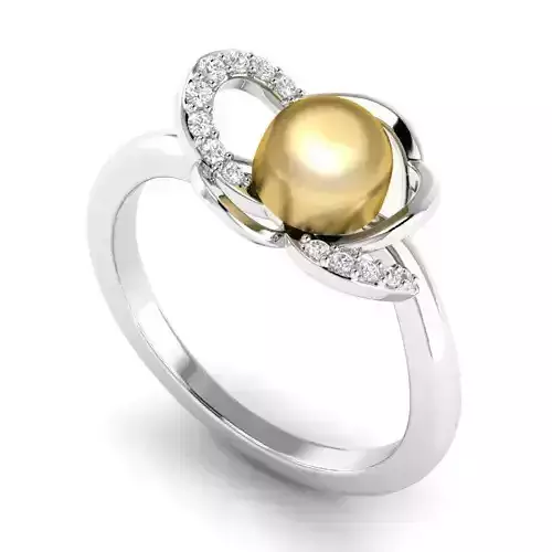 Engagement Ring With Golden Pearl 2