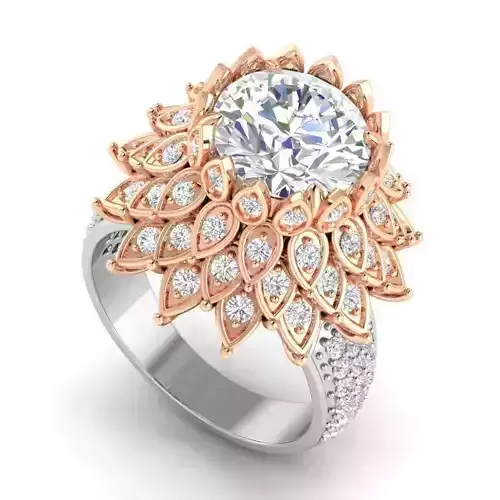 Flower Shaped Engagement Ring With Diamonds 10