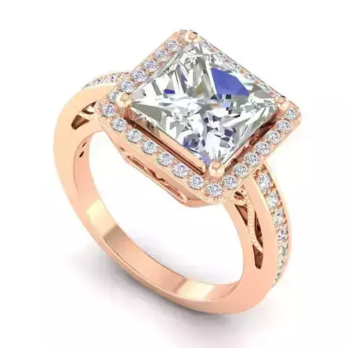 Square Shaped Engagement Ring With Diamonds
