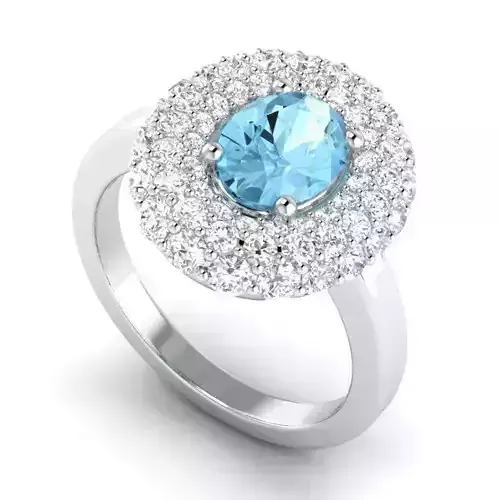 Oval Shaped Engagement Ring With Sky Blue Diamond
